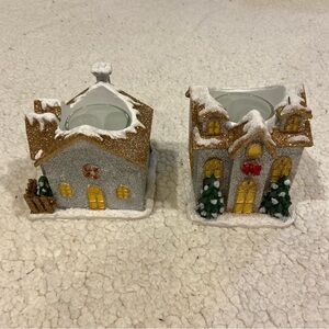 NWT yankee candle christmas houses candle holders